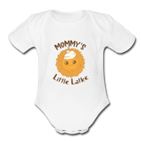 Mommy's Little Latke. Organic Baby Bodysuit. - white