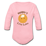 Mommy's Little Latke. Organic Long Sleeve Baby Bodysuit. - light pink