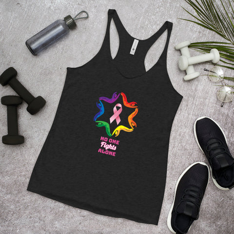 Women’s Breast Cancer Awareness Racerback Tank. N.O.F.A. Rainbow