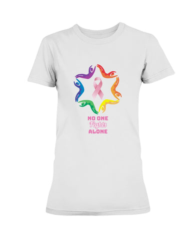 Women's Breast Cancer Awareness Tee. No One Fights Alone (N.O.F.A).