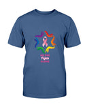 Men's Breast Cancer Awareness Fitted Crew T-Shirt. N.O.F.A. Rainbow.