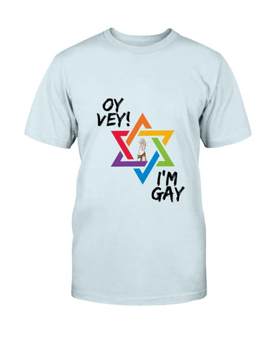 e22f68d5f65df7ebaab5780b213ec80d72870b6aace5fb0a895e4141181b1d4eOy Vey I'm Gay Jewish LGBTQ+ Men's Fitted Crew T-Shirt Proud Jews Biggest Collection of Jewish LGBTQ+ Designs. Jewish LGBTQ+ | LGBTQ Equality in Jewish Life | Gay and Jewish guy |LGBTQ Jews