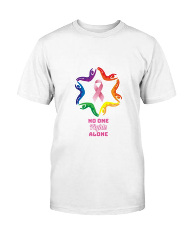 Men's Breast Cancer Awareness Fitted Crew T-Shirt. N.O.F.A. Rainbow.