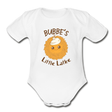Bubbe's Little Latke. Organic Baby Bodysuit. - white
