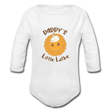 Daddy's Little Latke. Organic Long Sleeve Baby Bodysuit. - white