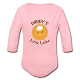Daddy's Little Latke. Organic Long Sleeve Baby Bodysuit. - light pink