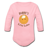 Bubbe's Little Latke. Organic Long Sleeve Baby Bodysuit. - light pink