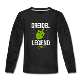 Dreidel Legend. Kid's Premium Long Sleeve Hanukkah T-Shirt - black