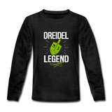 Dreidel Legend. Kid's Premium Long Sleeve Hanukkah T-Shirt - charcoal gray