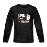 Spin Class In Session. Kid's Premium Long Sleeve Hanukkah T-Shirt - charcoal gray