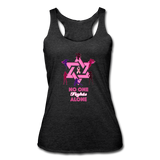 Women’s Breast Cancer Awareness Racerback Tank. No One Fights Alone (N.O.F.A). - heather black