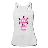 Women’s Breast Cancer Awareness Racerback Tank. No One Fights Alone (N.O.F.A). - heather white