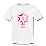 Kid’s Organic Breast Cancer Awareness Tee. N.O.F.A. Pink - white