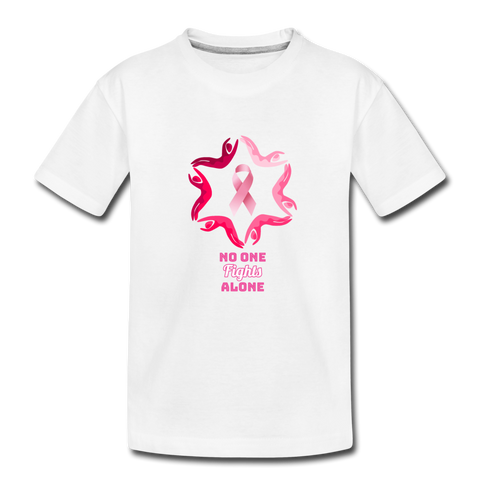 Kid’s Organic Breast Cancer Awareness Tee. N.O.F.A. Pink - white