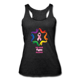 Women’s Breast Cancer Awareness Racerback Tank. N.O.F.A. Rainbow - heather black