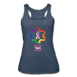 Women’s Breast Cancer Awareness Racerback Tank. N.O.F.A. Rainbow - heather navy