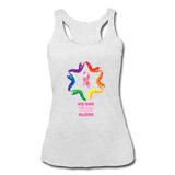 Women’s Breast Cancer Awareness Racerback Tank. N.O.F.A. Rainbow - heather white