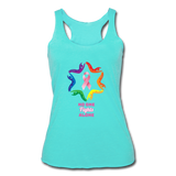 Women’s Breast Cancer Awareness Racerback Tank. N.O.F.A. Rainbow - turquoise