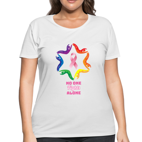 Women’s Curvy Premium Breast Cancer Awareness Tee. N.O.F.A. Rainbow - white