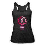 Women’s Breast Cancer Awareness Racerback Tank. N.O.F.A. Pink - heather black