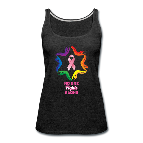 Women’s Breast Cancer Awareness Tank Top. N.O.F.A. Rainbow - charcoal gray