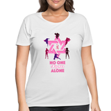 Women’s Curvy And Proud Premium Breast Cancer Awareness Tee. No One Fights Alone (N.O.F.A). - white
