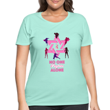 Women’s Curvy And Proud Premium Breast Cancer Awareness Tee. No One Fights Alone (N.O.F.A). - mint
