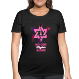 Women’s Curvy And Proud Premium Breast Cancer Awareness Tee. No One Fights Alone (N.O.F.A). - black