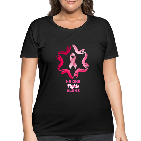 Women’s Curvy Premium Breast Cancer Awareness Tee. N.O.F.A. Pink - black