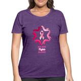 Women’s Curvy Premium Breast Cancer Awareness Tee. N.O.F.A. Pink - heather purple