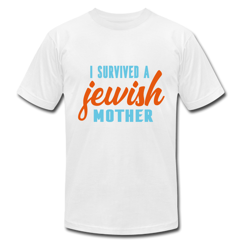 I Survived A Jewish Mother T-Shirt. - white